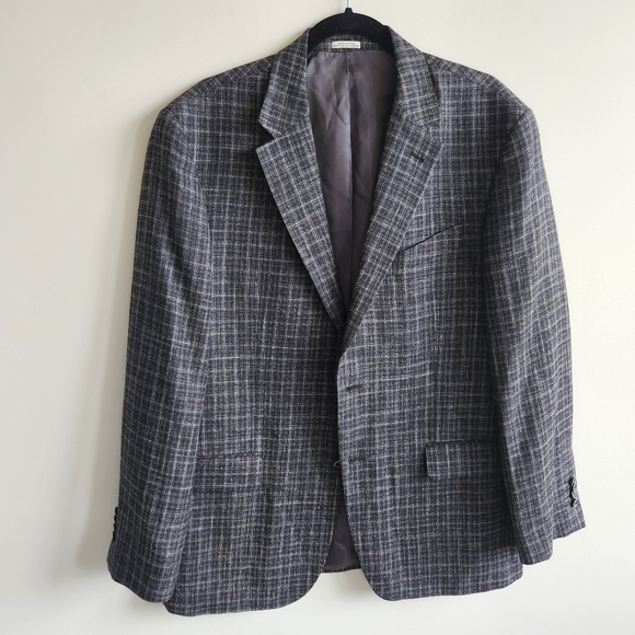 Linen Silk Wool Blend Grey Charcoal lightweight Blazer Suite Jacket Sports Coat - Picture 1 of 13